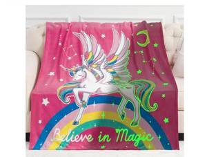 lot 5256 image: Jekeno Unicorn Toys Gifts for Girls Glow in the Dark Blanket, 50x 60Unicorn Gifts for Girls birthday Christmas Valentines Easter Soft Flannel Fleece Throw Blanket for Age 1-18 Years Old - Retail $17