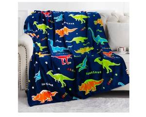 lot 5257 image: Dinosaur Gifts Toys for Boys Girls - Glow in The Dark Dino Blanket Best Christmas Birthday Valentines Easter Presents for Kids Age 1 2 3 4 5 6 7 8 9 10 Year Old Child Teen Toddler Soft Throw 50x60 - Retail $22