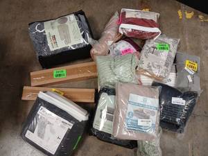 lot 60730 image: Mystery Box of Household Linens  and Curtain Rods