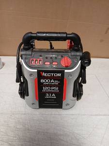 lot 62794 image: Vector 800A Peak Battery Jump Starter 120 PSI Air Compressor 3.1A USB