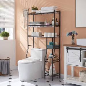 lot 62799 image: Lauren&Harold Over Toilet Bathroom Organizer 33,6-Tier Over The Toilet Storage Cabinet,Over The Toilet Storage Shelf for Restroom,Laundry(Black-Rusty) missing screws