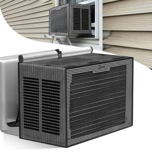 lot 5277 image: Plusluck Window Air Conditioner Covers Outside Mesh Cover for U-Shaped Air Conditioner 8000BTU-12000BTU, Anti-Leaf, Dustproof, Windproof, Waterproof, Outside Window AC Protection Cover, Black - Retail $11