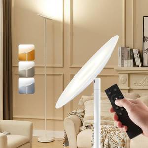 lot 5280 image: Slothology LED Torchiere Floor Lamp, 3200LM, 71 Tall Modern Torchiere Lamp in Pearl White, Stepless Dimming, Remote & Touch Control, Super Bright Light for Living Room and Bedroom, Heavy Stable Base - Retail $60
