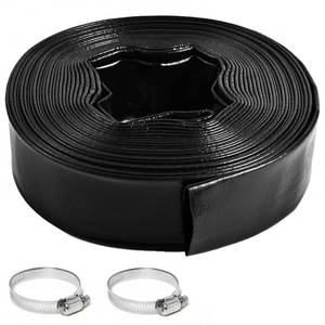 lot 5288 image: Gonioa Pool Backwash Hose 1 12 Inch Diameter x 50 Feet - Heavy-Duty PVC Pool Drain Hose, Reinforced Discharge Hose with Clamp for Swimming Pools, Black - Retail $27