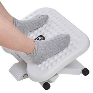 lot 5291 image: HUANUO Adjustable Desk Footrest, Foot Rest for Under Desk at Work with Massage, Adjustable Foot Stool with 3 Height Position & 30 Degree Tilt Angle Adjustment for Home, Office, White - Retail $40