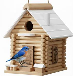 lot 5294 image: Premium Wooden Lincolnlog Bird House Kit - Birdhouse Kits - Build it Yourself Birdhouse for Adults to Build - Woodworking Adult Crafts & DIY Bird House, Relax Crafts Gifts Wood Projects - Retail $30
