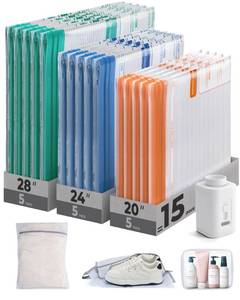 lot 5311 image: BAGSMART Travel Vacuum Bags with Rechargeable Electric Pump, 18PC Kit - Retail $30