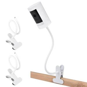lot 5324 image: 2Pack Clamp Mount for Stick Up Cam & Outdoor Cam Plus, Flexible Gooseneck Mounting Bracket to Attach Your Camera Anywhere with No Tools - White - Retail $14
