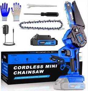 Mini Chainsaw, 20V Cordless 4 Inch, 1.5Ah Battery, Handheld Saw, Blue - Retail: $22