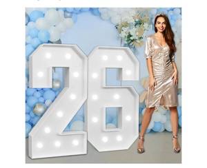 lot 5331 image: Marquee Numbers Large 26th-Birthday Decorations 2026 Graduation Decoration 4ft Light Up Number 62 Year Old Women And Men Birthday Party Decor Backdrop 62 Anniversary Cardboard Big Balloon Number 26 - Retail $70