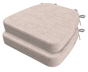 lot 5340 image: AAAAAcessories D-Shaped Chair Cushions, 2 Thick Dining Chair Pads with Ties and Removable, Machine-Washable Cover, 17 x 16, Set of 2, Oatmeal Beige - Retail $35
