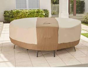 lot 5361 image: Hampton Bay Outdoor Patio Round Table with Chair Cover