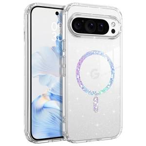 lot 19321 image: BENTOBEN Magnetic for Google Pixel 10 Pro Case, Clear Crystal Glitter Bling Phone Case Pixel 10 Pro Compatible with MagSafe, Shockproof Sparkly Cute Women Girl Cover for Pixel10 Pro, Glitter Clear - Retail $12
