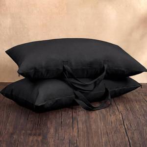 lot 19332 image: GliCraft 2 Pack 100% Cotton 20x 36 Black Canvas Travel Pillow Storage Bag with Handles for Home Travel Beddings Comforters Blankets Saree Linens Organizer Thick Soft Breathable Closet Bags - Retail $25