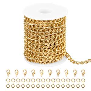 lot 19334 image: Jabogrii 10 Meters Gold Curb Cable Aluminum Chain for Jewelry Making Twisted Permanent Jewelry Making Chains Bulk Spool - Retail $14