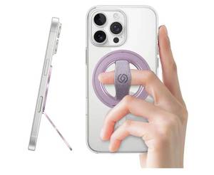 lot 19339 image: EWA MagOne 3rd Gen Compatible with MagSafe Phone Grip Stand with Finger Strap, Removable Magnetic Ring Holder Kickstand Loop for iPhone 17,16,15,14,13,12 Series (Purple) - Retail $16
