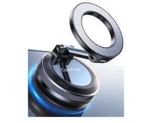lot 19355 image: Coolpow Newest Vacuum Magnetic Phone Holder for Car Phone Holder Mount Movable Vacuum Suction Magsafe Car Mount Cell Phone Holders for Your Car Accessories for Women Men for iPhone 17 16-Carbon Fiber - Retail $10