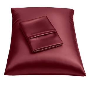 lot 19361 image: BLISSFORD Satin Pillowcase with Zipper, for Hair and Skin Care, Feels Soft and Cool Like a Silk Pillowcase, Satin Pillow Cases 2 Pack, Slik Pillow Cover, Burgundy, Queen, Set of 2 - Retail $13