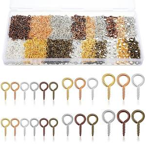 lot 19365 image: Hotop 600 Pcs Screw Eye Pins Hooks 6 Colors Small Metal Eyelet Mini Screw Pin Peg Self Tapping Eye Hooks for Jewelry Making DIY Art Crafts(4 x 8 mm, 5 x 10 mm, 6 x 13 mm) - Retail $9