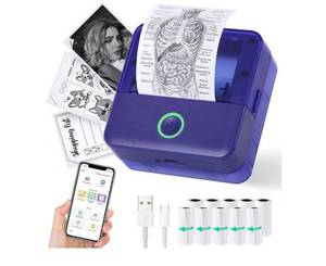 lot 19375 image: Bluetooth Pocket Printer Sticker Maker for Phone, Impresora Port�til for Gifts, DIY, Journaling Supplies, Photos (Purple) PRINTER ONLY - Retail $26