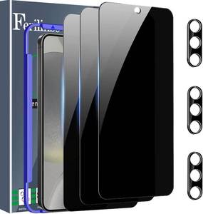 lot 19377 image: Ferilinso 3 Pack Privacy Screen Protector for Samsung Galaxy S24 Plus, 9H Military-Grade Shatterproof Tempered Glass, Easy installation, Fingerprint Compatible, Case Friendly, Camera Lens Protector - Retail $10