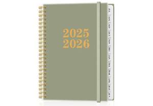 lot 19395 image: Planner 2025-2026 - Academic Year Planner from July 2025 to June 2026, Weekly & Monthly Planners Spiral Bound with 12-Month Tabs, Inner Pocket, 6.25 x 8.5, Green - Retail $6