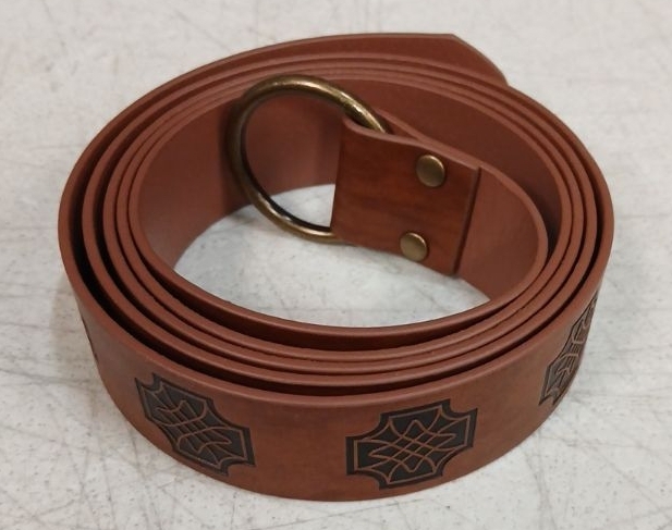 lot 15433 image: Leather Belt with Star Embossed Design and Brass Buckle - Retail $10