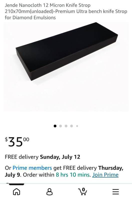 lot 5133 image: Jende Nanocloth 12 Micron Knife Strop 210x70mm Unloaded - Retail $53