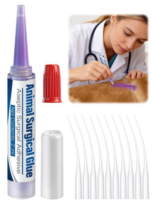 lot 13689 image: Mysora Veterinary Surgical Skin Glue, Strong Surgical Adhesive with 10 Precise Applicators, Blue Tinted Fast Acting Waterproof Wound Closure for Pets Dogs Cats, Pain Free & Stress Free(1 Pack,2ml) - Retail $15