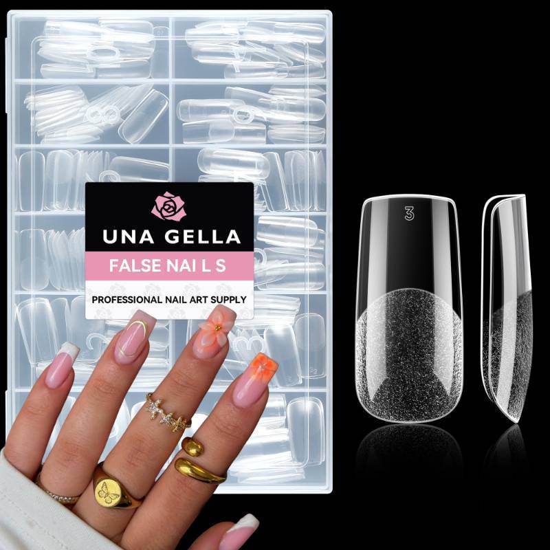 lot 13792 image: UNA GELLA Medium Square Nail Tips 216pcs Square Press on Nails Pre-shape Clear Nails Tips for Full Cover Acrylic French False Nails For Nail Extension, Home DIY Nail Salon 12 Sizes False Tips - Retail $10