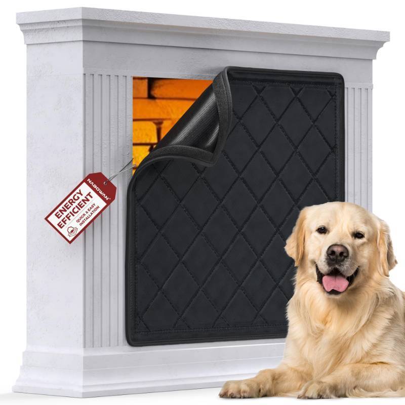 lot 7516 image: NABOWAN Magnetic Fireplace Cover Easy Install - Indoor Fireplace Blanket to Block Cold Air Reduce Energy Costs, Fireplace Draft Stopper with Full Frame Hook & Loop and Built-in Magnets (32 x 39 Inch) - Retail $18