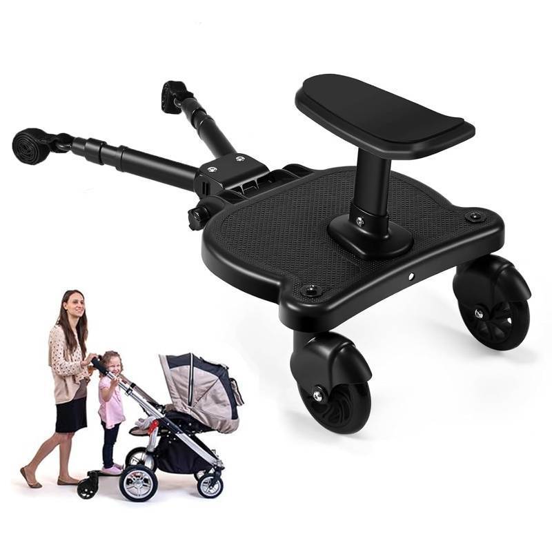 lot 7538 image: Universal Stroller Board with Detachable Seat,Stroller Board,Buggy Board Suitable for Most Brands of Strollers, Holds Children Up to 55lbs (Black) - Retail $50