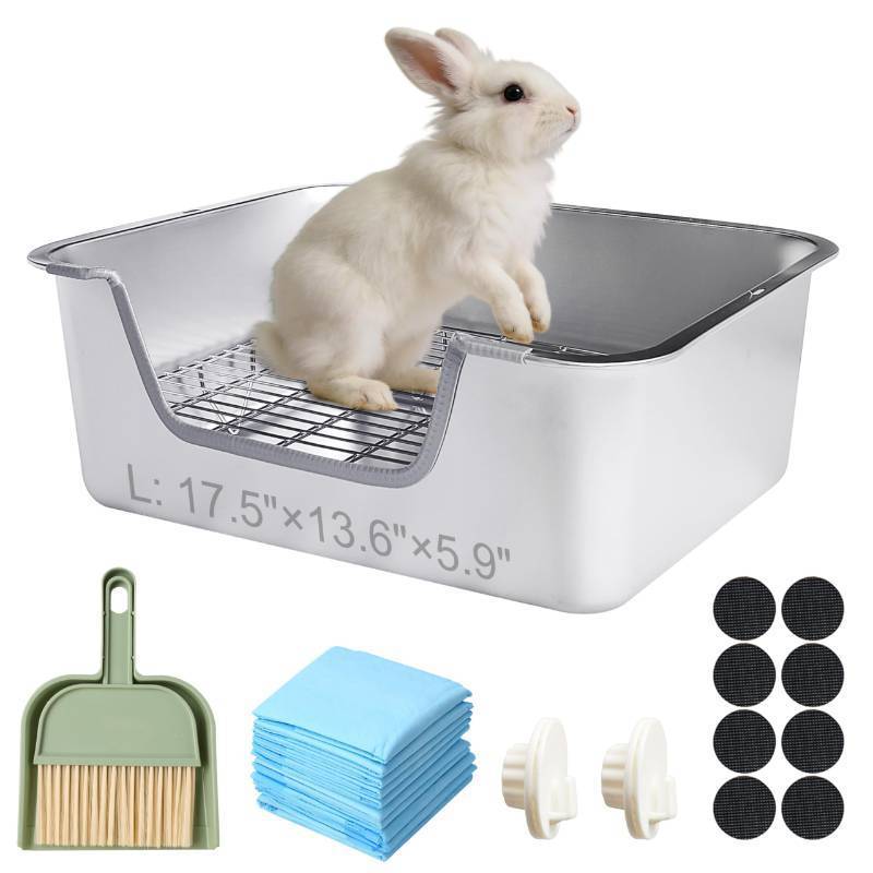 lot 26844 image: Sorstrem Stainless Steel Sifting Litter Box for Rabbit (L) - Retail $54
