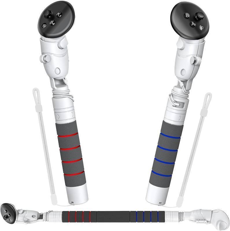 lot 24307 image: 4-in-1 Gorilla Tag Long Arms for Meta Quest 3S3Oculus Quest 2 Quest ProRift S Controller, YUANHOT Long Arm Extenders Handle Attachments, VR Accessories for Beat SaberGorilla TagGolf Club Game - Retail $26