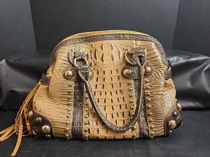 lot 135 image: Crocodile Embossed Handbag with Studded Accents and Tassel