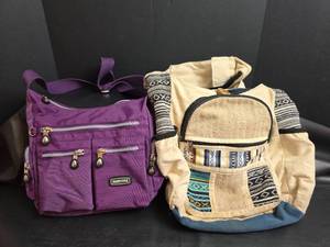 lot 138 image: HUAERYOUYUE Shoulder Bag Purple Canvas and Boho Shoulder Bag