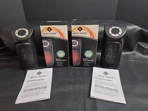 lot 153 image: 2 New Heat Hero 350W Portable Personal Infrared Heaters 120V with Manuals