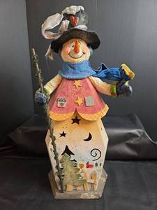 lot 198 image: 27in. Snowman Figurine with Painted Details and Fabric Accents