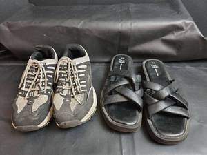 lot 210 image: Avia Lace-Up Sneakers Size 10 and Slide Sandals Size 11