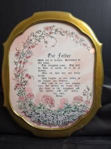 lot 212 image: The Lords Prayer Wall Art Print in Gold Colored Frame 13 x 16
