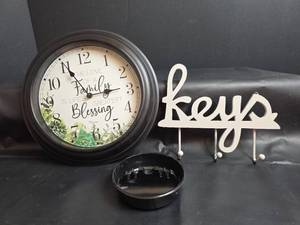 lot 242 image: Wall Clock, Keys Holder, and Ashtray
