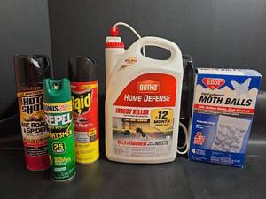 lot 266 image: Pest Control Insecticide Ortho Home Defense, Raid, Hot Shot, and Enoz Moth Balls