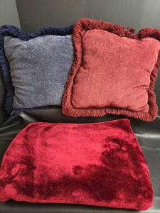 lot 292 image: Throw Pillows and Throw Blanket Set 3-Piece