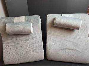 lot 294 image: 2 Upholstered Wedge Pillows (gray)