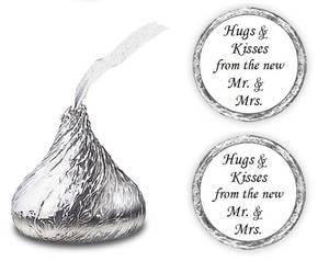 lot 72941 image: 324 Hugs and Kisses from the new Mr. & Mrs. Kiss Wedding Stickers, Chocolate Drops Labels Stickers for Weddings, Bridal Shower Engagement Party Decorations, Kisses Favors Decor. Made in USA - Retail $9