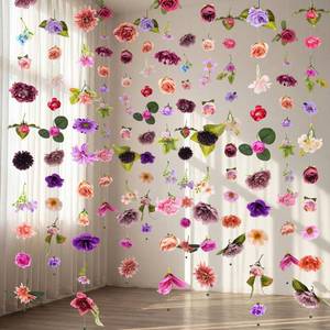 lot 72944 image: 6 Pcs 35.46 ft Floating Flower Garlands Backdrop Garden Party Decoration Artificial Wildflower Vines Boho Fake Flower Vines Faux Silk for Wedding Bridal Birthday Wall Arch(Classic,Purple) - Retail $33