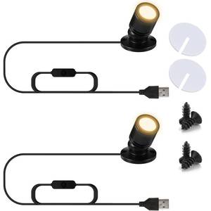 lot 72974 image: USB Powered Mini Spotlights for Displays 2-Pack �� 5V Small LED Spot Lights Indoor, 7 Color Options, Compact USB Spotlight for Display Cases, Shelves, Cabinets, and Artwork (2PACK Warm Light) - Retail $13