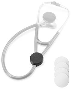 lot 72978 image: Stethoscope Tracker Holder for EKO CORE 500, Littmann CORE Digital Stethoscope & Littmann Cardiology IV �� Compatible with AirTag �� Stethoscope Safety Tracker Case with 4 Name Stickers, Black - Retail $14
