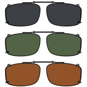 lot 73018 image: 3-pack Clip-on Polarized Sunglasses 56  34MM GreyBrownG15 Lens - Retail $21