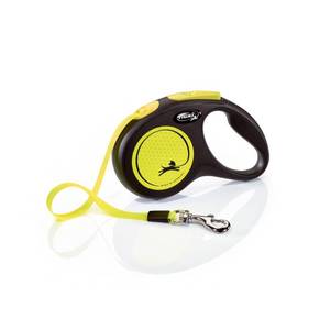 lot 73039 image: New Neon Tape Retractable Dog Leashes for Small Dogs Upto 33 lbs. �� 16 ft., Neon YellowBlack  Tangle Free Pet Walking Leash with One-Handed Brake, Pause, Lock  German Quality Product - Retail $17